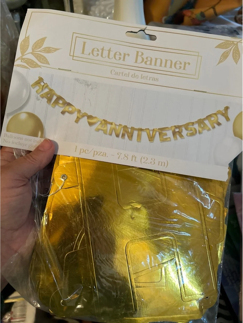 Gold Happy Anniversary Letter Banner Decoration